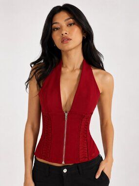 Fanci Club - Red Corset Top